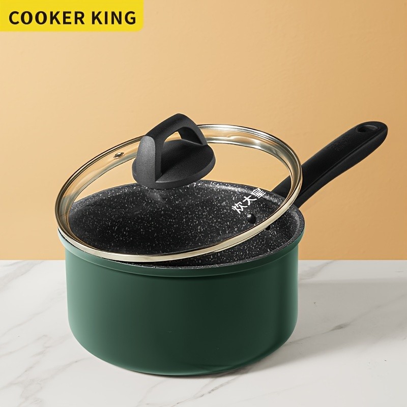 COOKER KING 18cm Nonstick Saucepan with Glass Lid – PFOA-Free Aluminum Alloy Pot for Safe, Even & Easy Everyday NZ Cooking
