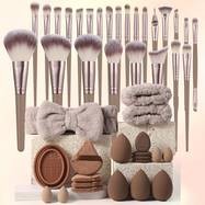 45pcs Complete Makeup Tools Set – Brushes, Sponges, Puffs, Cleaning Tool & Accessories