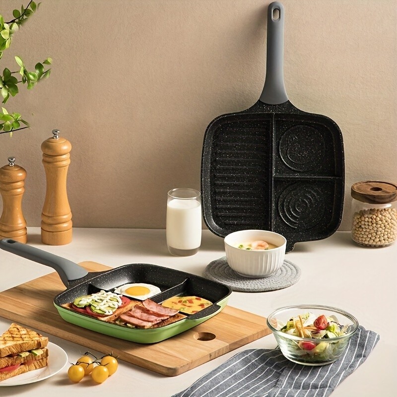 COOKER KING 3-in-1 Non-Stick Square Skillet Griddle Pan – Multi-Section, PFOA-Free & Induction-Ready Cooking for All NZ Kitchens