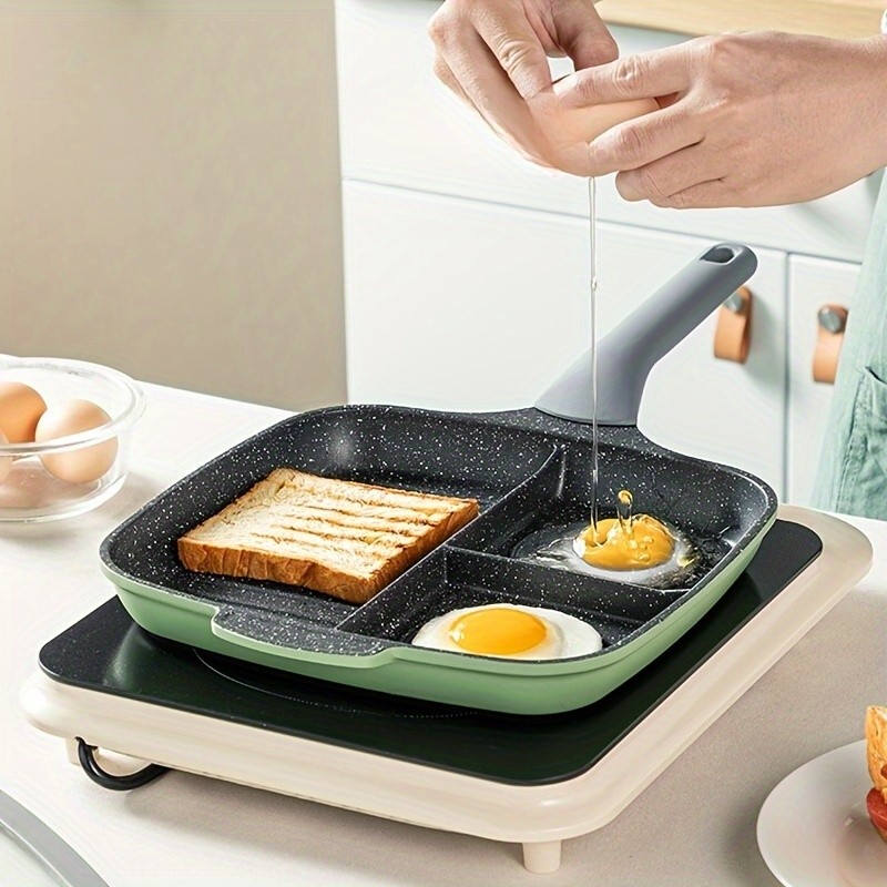 COOKER KING 3-in-1 Non-Stick Square Skillet Griddle Pan – Multi-Section, PFOA-Free & Induction-Ready Cooking for All NZ Kitchens