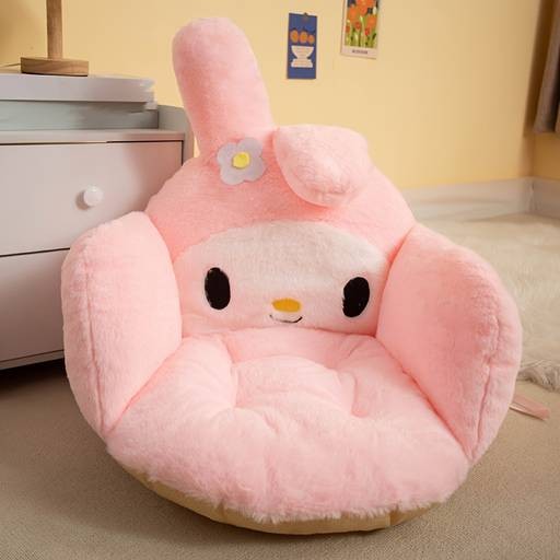 Sanrio Plush Cushion with Face & Heart Eyes – Cute Irregular Backrest/Seat Pillow Soft • Machine-Washable • Kawaii Home Decor • Extra Wide & Ergonomic Comfort