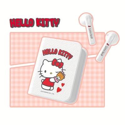 Sanrio Hello Kitty Wireless Earbuds – Cute Kawaii Red & White Book-Style Earphones with Beaded Lanyard Wireless • Touch Control • Type-C Charging • Perfect for Girls, Gaming, Sports & Travel • Birthday/Christmas Gift