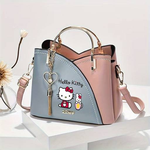 Sanrio Hello Kitty Women’s Crossbody Bag / Handbag – Official Licensed PU Purse with Adjustable Strap & Chain Accents Zipper Closure • Elegant Anime-Inspired Style • Mixed-Color Printing • Perfect for Daily Use, Travel & Birthday Gifts