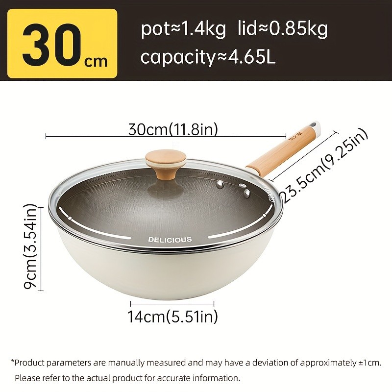 COOKER KING Non-Stick Titanium Coated Wok Pan with Lid – Healthy, PTFE/PFOA-Free Multi-Layer Wok for All NZ Cooktops