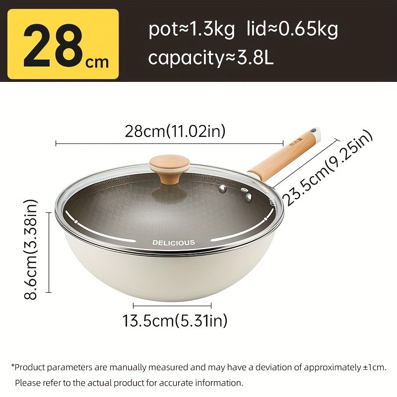 COOKER KING Non-Stick Titanium Coated Wok Pan with Lid – Healthy, PTFE/PFOA-Free Multi-Layer Wok for All NZ Cooktops