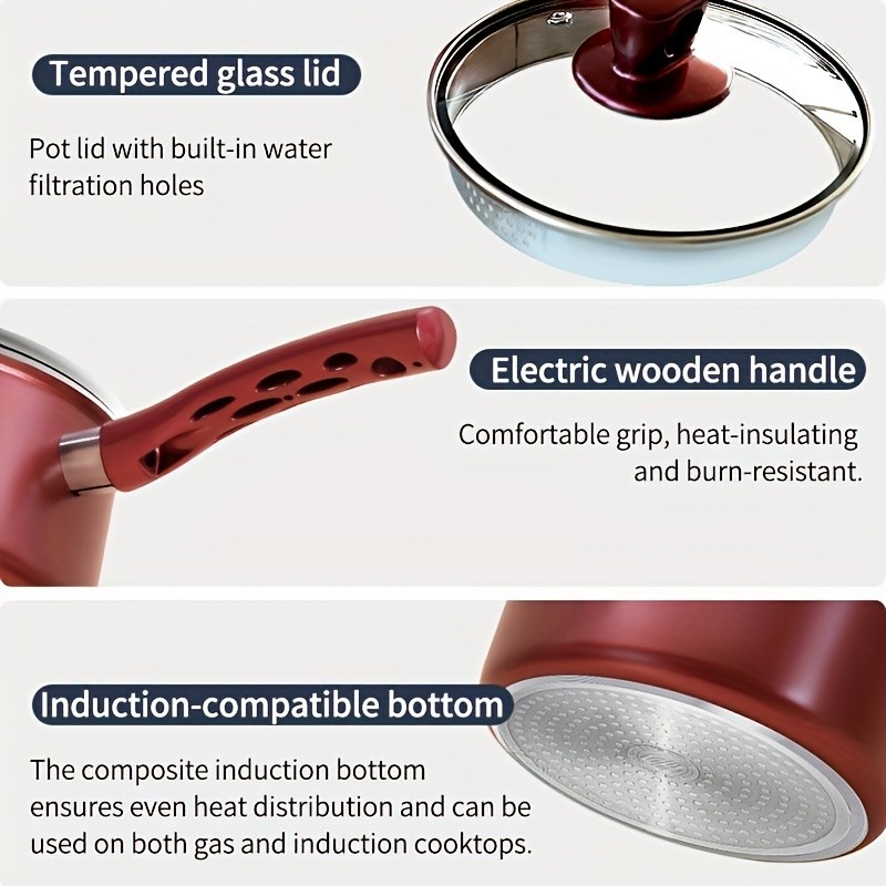 COOKER KING 2.1QT Nonstick Saucepan with Glass Lid – Safe, Even-Heating Daily Pot for All NZ Cooktops