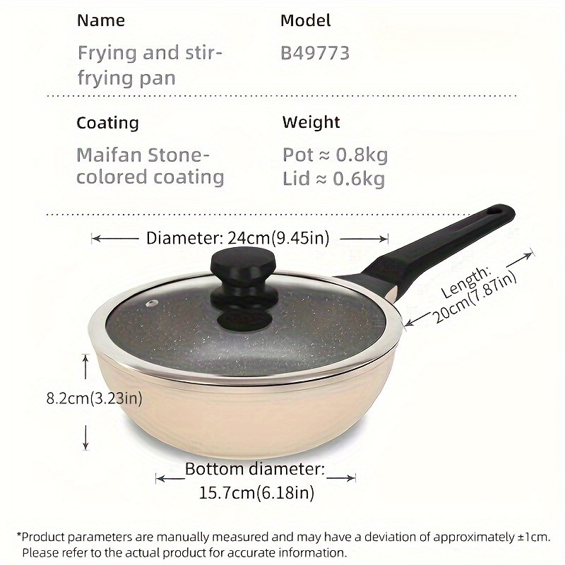 COOKER KING 9.45-Inch Deep Nonstick Fry Pan with Glass Lid – Restaurant-Grade, PTFE/PFOA-Free Skillet for All NZ Cooktops