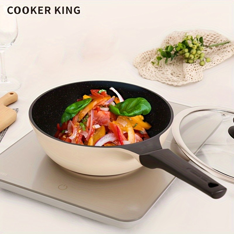 COOKER KING 9.45-Inch Deep Nonstick Fry Pan with Glass Lid – Restaurant-Grade, PTFE/PFOA-Free Skillet for All NZ Cooktops