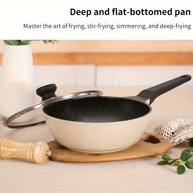 COOKER KING 9.45-Inch Deep Nonstick Fry Pan with Glass Lid – Restaurant-Grade, PTFE/PFOA-Free Skillet for All NZ Cooktops