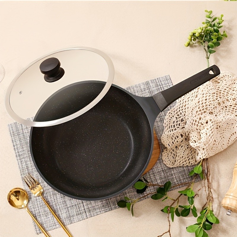 COOKER KING 9.45-Inch Deep Nonstick Fry Pan with Glass Lid – Restaurant-Grade, PTFE/PFOA-Free Skillet for All NZ Cooktops