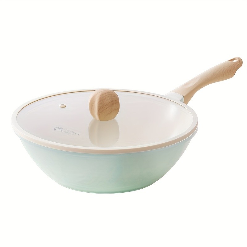 COOKER KING 28cm Titanium-Ceramic Wok with Lid – PFOA/PTFE-Free Stir-Fry Pan with Cool-Touch Handles for All NZ Cooktops