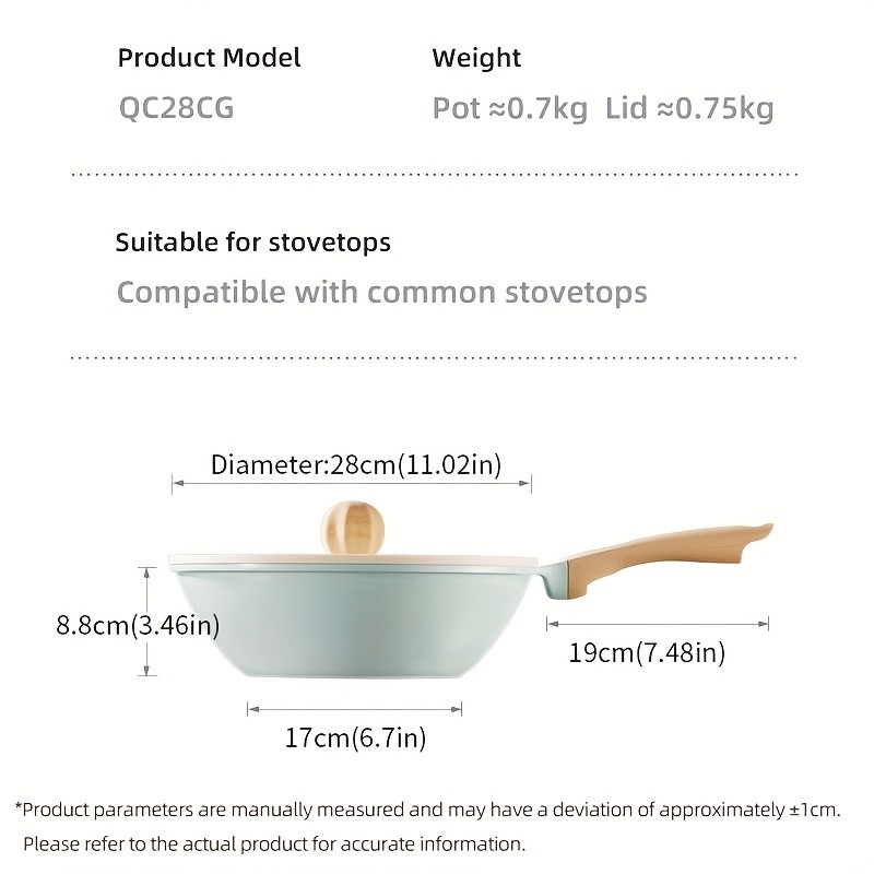 COOKER KING 28cm Titanium-Ceramic Wok with Lid – PFOA/PTFE-Free Stir-Fry Pan with Cool-Touch Handles for All NZ Cooktops