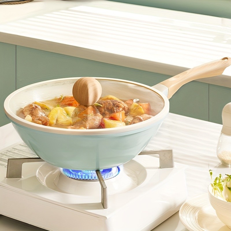 COOKER KING 28cm Titanium-Ceramic Wok with Lid – PFOA/PTFE-Free Stir-Fry Pan with Cool-Touch Handles for All NZ Cooktops