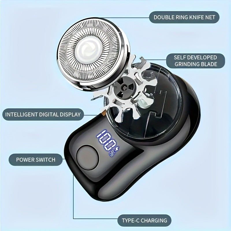 FEIYBA USB Mini Electric Shaver with LED Display – Portable Cyclone Blade Grooming for Smooth Shaving Anywhere