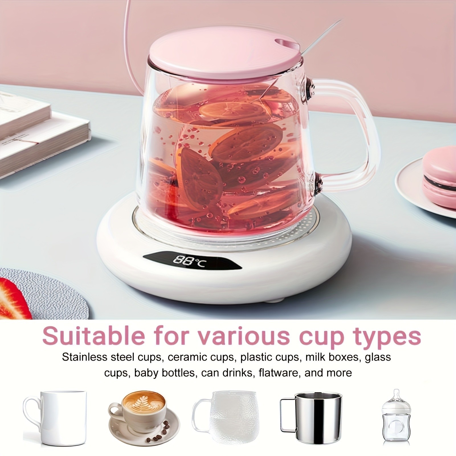 FEIYBA Smart USB Hot Cup Warmer – 3-Temp Heating Pad with 8-Hour Timer for Coffee, Tea & Daily Hot Drinks