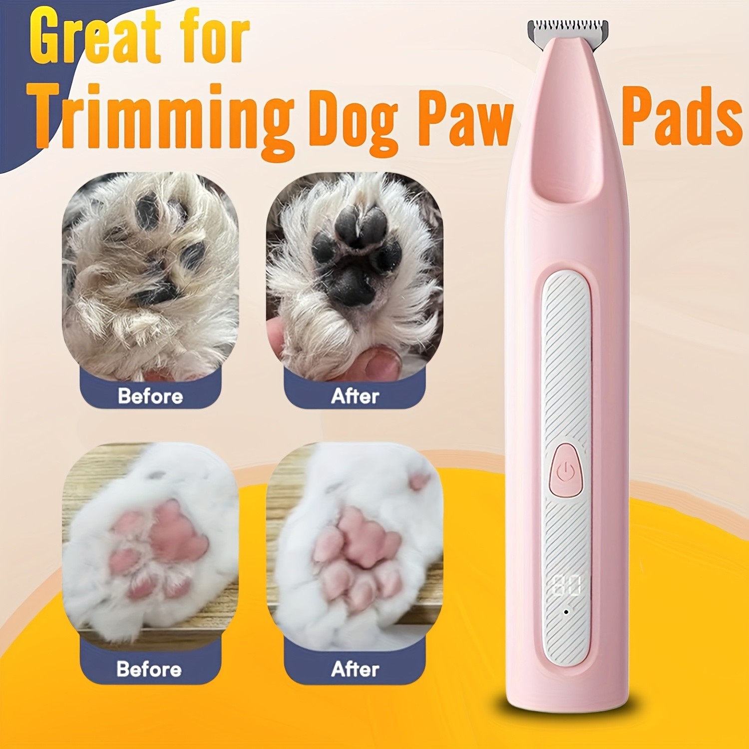 FEIYBA Cordless Pet Paw Trimmer with LED Indicator – Low-Noise USB Grooming Shaver for Small Dogs & Household Pets