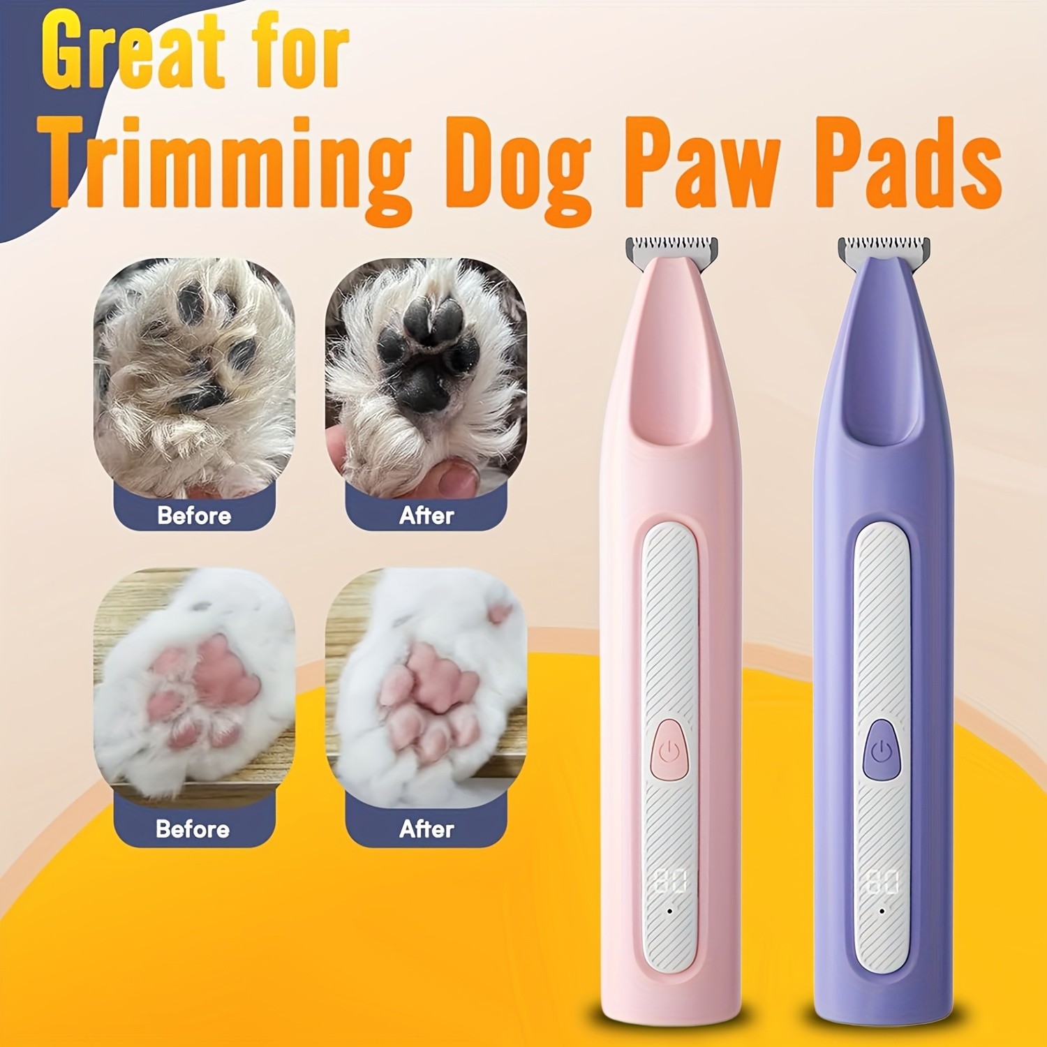 FEIYBA Cordless Pet Paw Trimmer with LED Indicator – Low-Noise USB Grooming Shaver for Small Dogs & Household Pets