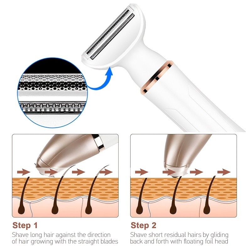 FEIYBA 4-in-1 USB Women’s Hair Remover – Gentle Full-Body Shaver with Multi-Head Design for Smooth Daily Grooming