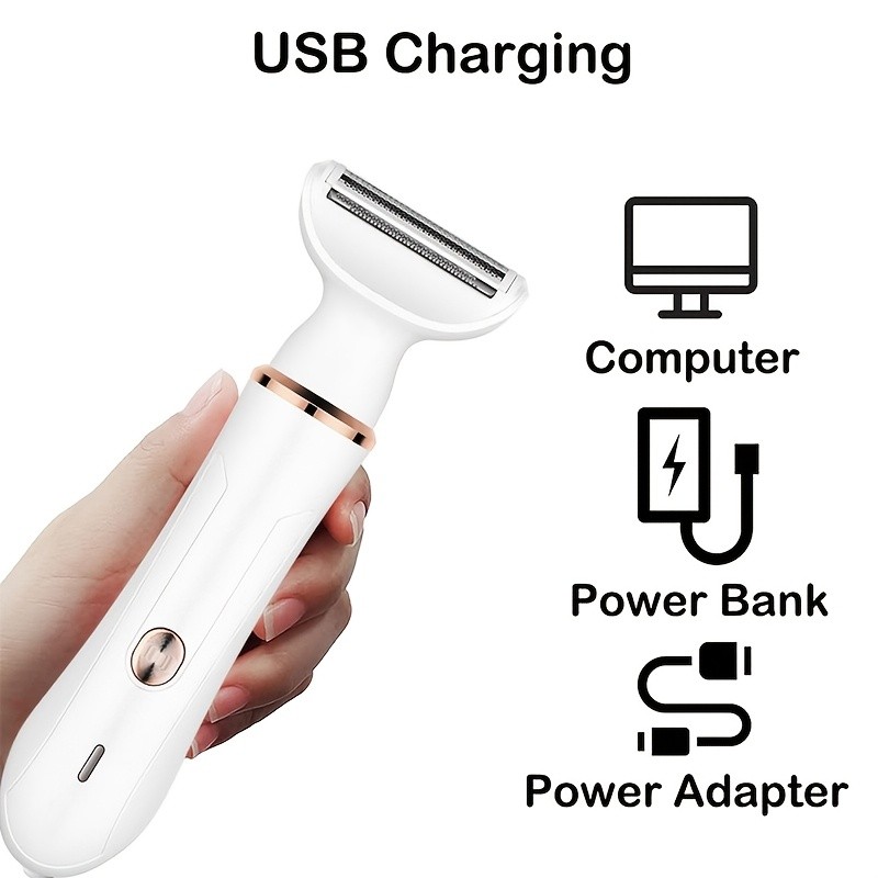 FEIYBA 4-in-1 USB Women’s Hair Remover – Gentle Full-Body Shaver with Multi-Head Design for Smooth Daily Grooming