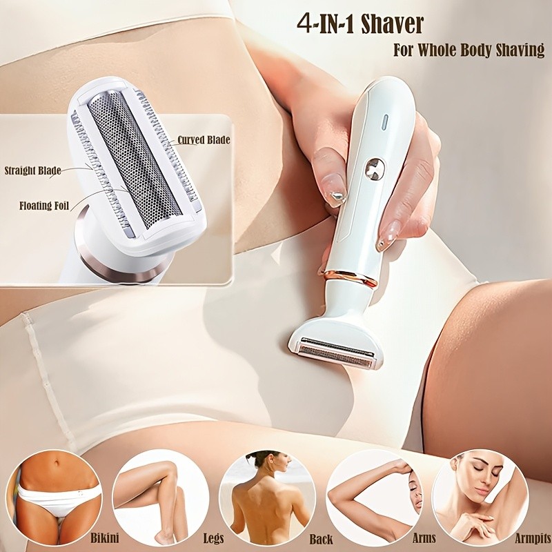 FEIYBA 4-in-1 USB Women’s Hair Remover – Gentle Full-Body Shaver with Multi-Head Design for Smooth Daily Grooming