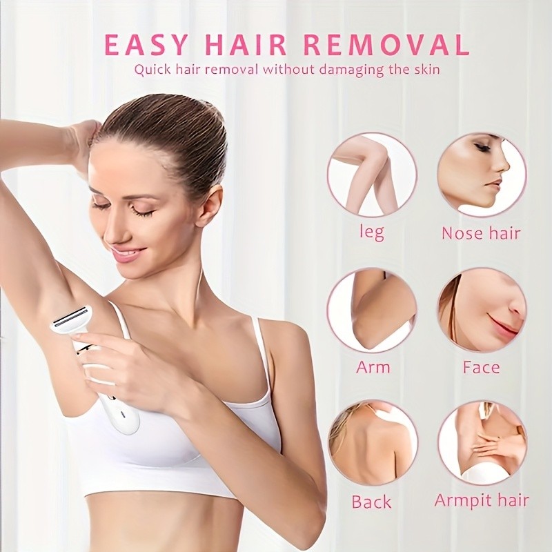 FEIYBA 4-in-1 USB Women’s Hair Remover – Gentle Full-Body Shaver with Multi-Head Design for Smooth Daily Grooming
