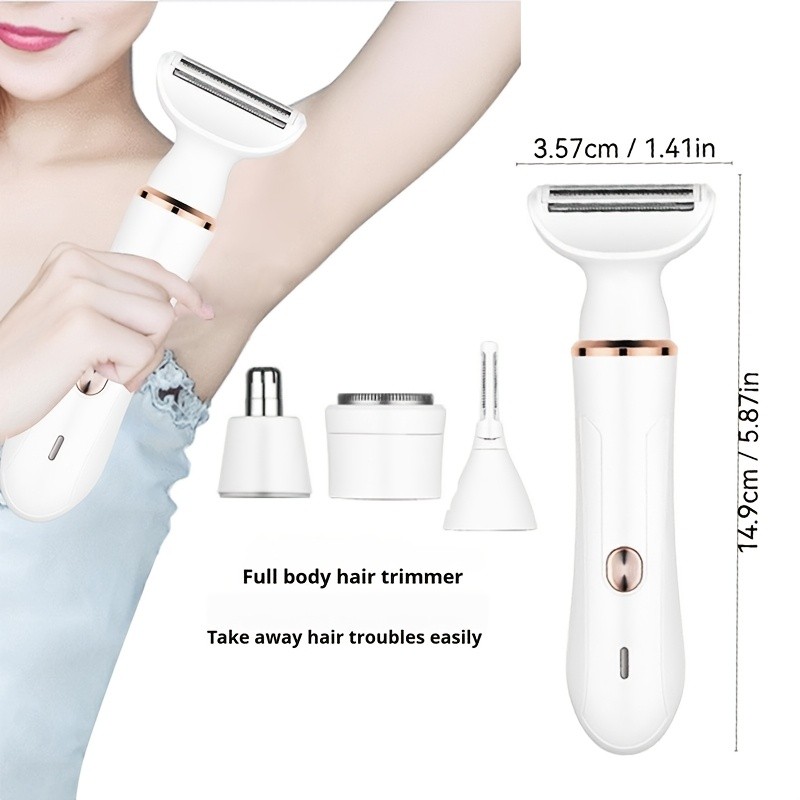 FEIYBA 4-in-1 USB Women’s Hair Remover – Gentle Full-Body Shaver with Multi-Head Design for Smooth Daily Grooming