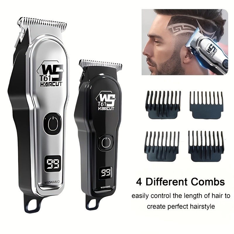 FEIYBA Professional Men’s Hair Clipper Set with Digital Display – USB Grooming Kit with Multiple Combs for Barbers & Home Styling