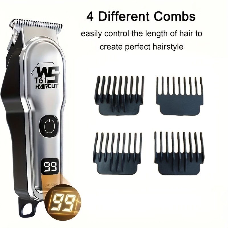 FEIYBA Professional Men’s Hair Clipper Set with Digital Display – USB Grooming Kit with Multiple Combs for Barbers & Home Styling