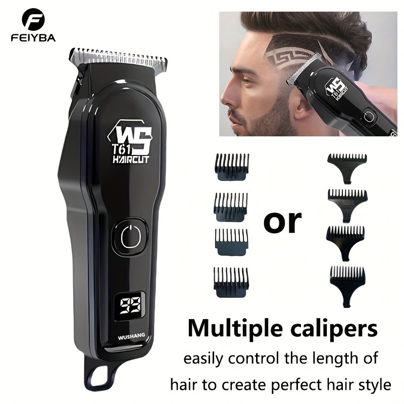 FEIYBA Professional Men’s Hair Clipper Set with Digital Display – USB Grooming Kit with Multiple Combs for Barbers & Home Styling