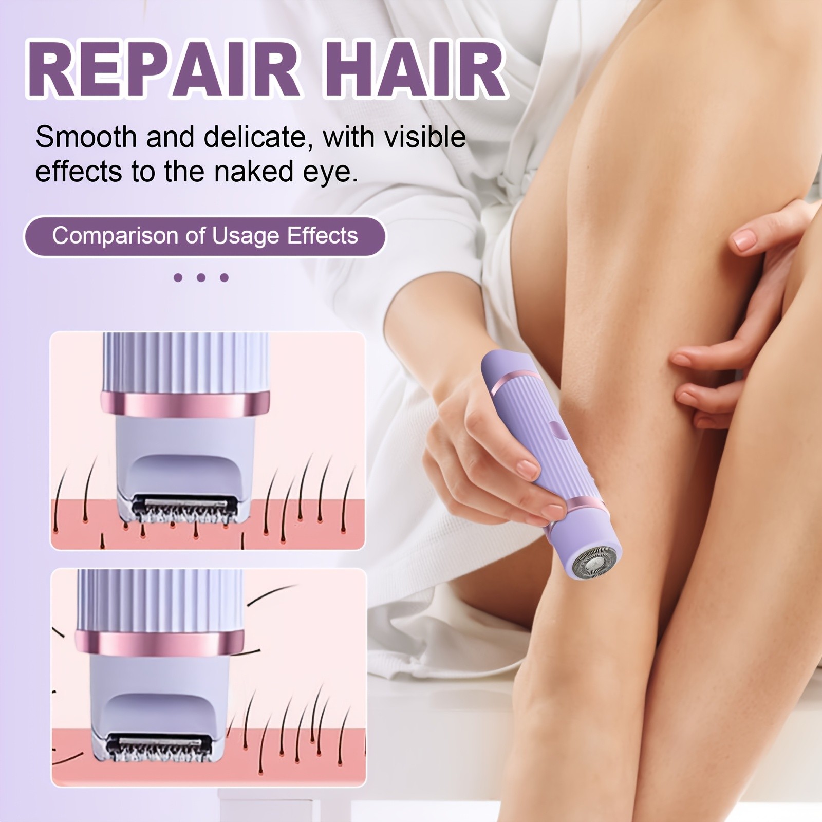 FEIYBA Dual-Head Women’s USB Hair Trimmer – Pastel Pink Full-Body Shaver with Long-Lasting Lithium Power