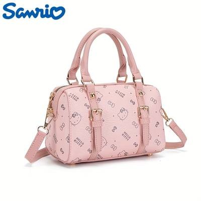 Sanrio Women’s KiTi Crossbody Bag – Cute Anime Face & Hello Kitty-Inspired Print Lightweight PU Handbag • Detachable Strap • Zipper Closure • Pink Fashion Messenger Bag