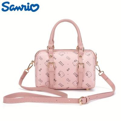 Sanrio Women’s KiTi Crossbody Bag – Cute Anime Face & Hello Kitty-Inspired Print Lightweight PU Handbag • Detachable Strap • Zipper Closure • Pink Fashion Messenger Bag