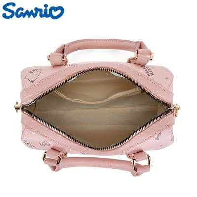 Sanrio Women’s KiTi Crossbody Bag – Cute Anime Face & Hello Kitty-Inspired Print Lightweight PU Handbag • Detachable Strap • Zipper Closure • Pink Fashion Messenger Bag