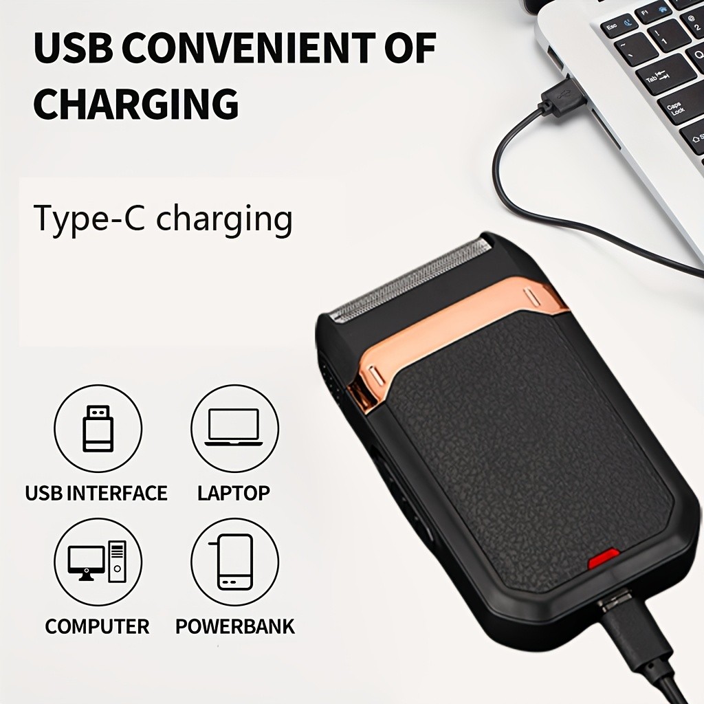 FEIYBA 2-in-1 USB Electric Shaver with Pop-Up Trimmer – Long-Life Wet & Dry Razor for Smooth, Portable Grooming