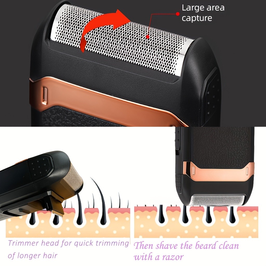 FEIYBA 2-in-1 USB Electric Shaver with Pop-Up Trimmer – Long-Life Wet & Dry Razor for Smooth, Portable Grooming