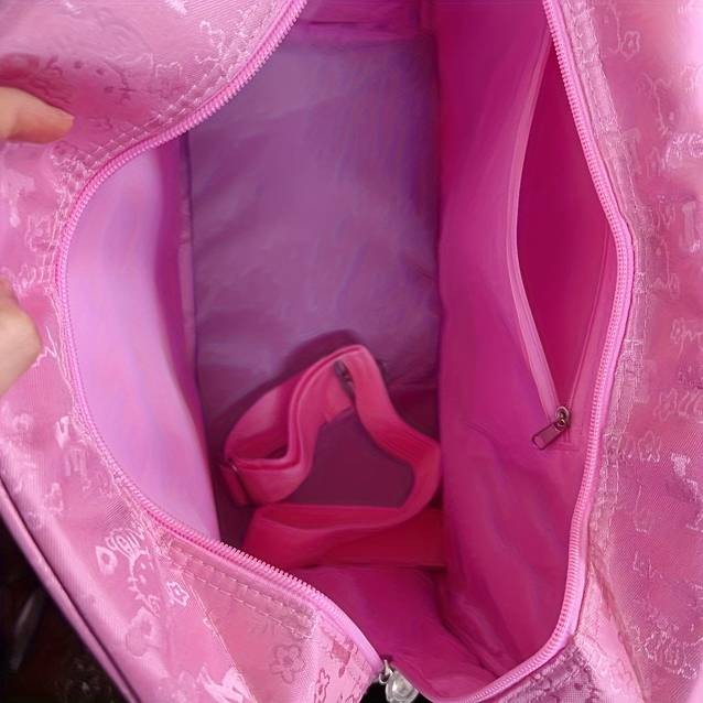 Sanrio Hello Kitty Pink Oxford Cloth Travel Bag – Large-Capacity Floral & Character Design Adjustable Shoulder Strap • Dual Handles • Zipper Closure • Lightweight Nylon Travel Bag