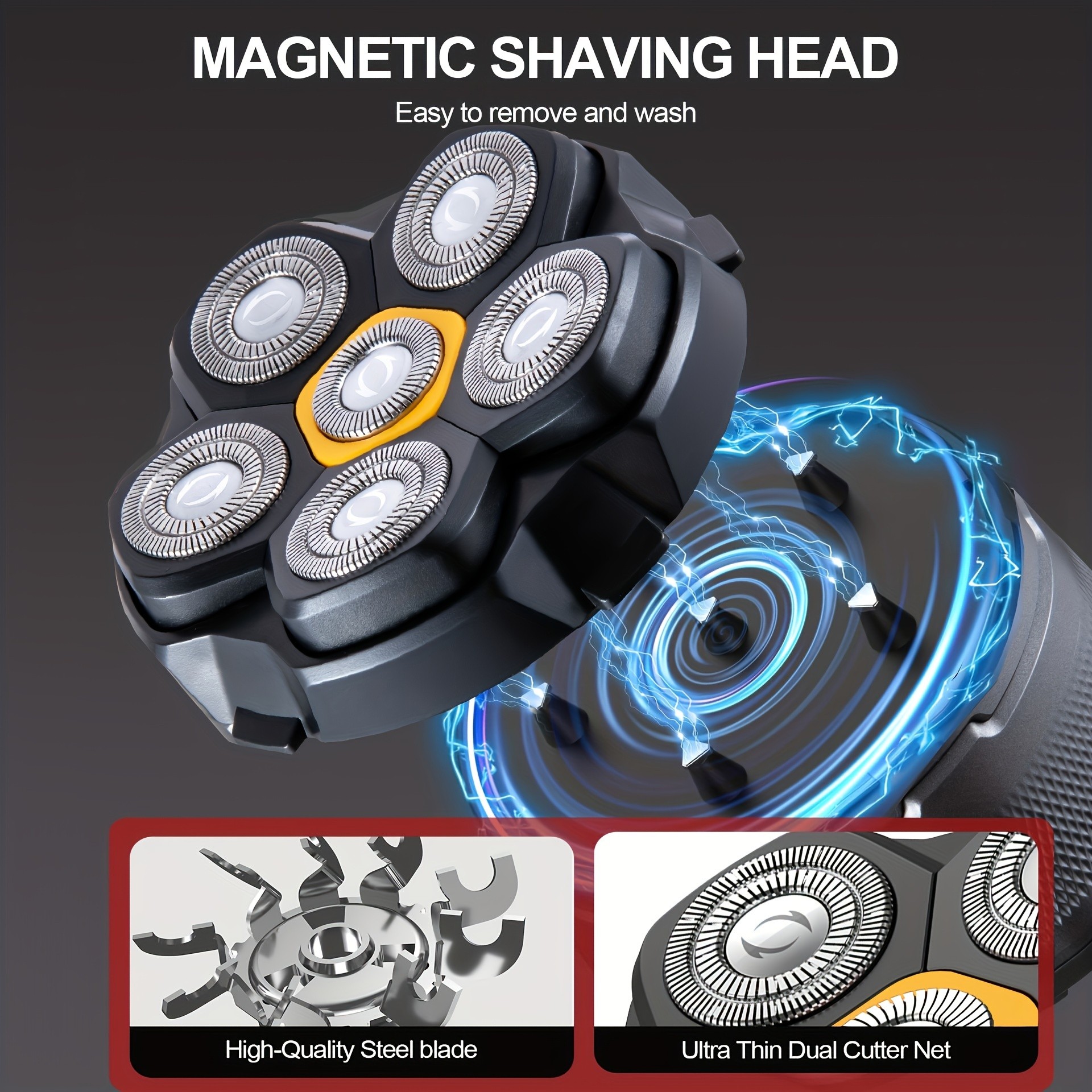 FEIYBA 6-Speed Cordless Electric Shaver with Spare Blade Mesh – Long-Life USB Razor for Smooth, Powerful Men’s Grooming