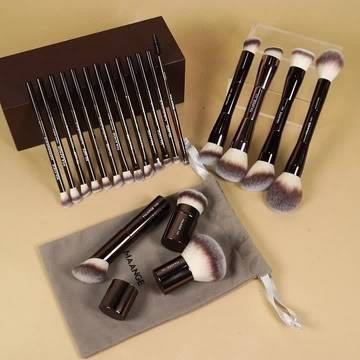 MAANGE 21pcs Professional Makeup Brush Set – Complete Face & Eye Brush Kit with Flannel Bag Foundation • Contour • Powder • Blush • Eyeshadow • Eyebrow Brushes • Portable Travel Set • Mother’s Day Gift