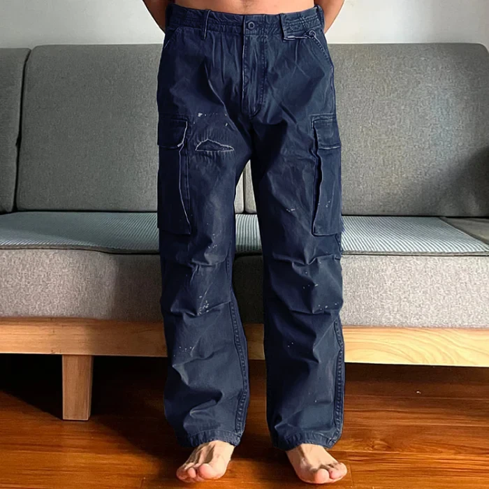 Men's loose large pocket wear-resistant cargo paratrooper pants