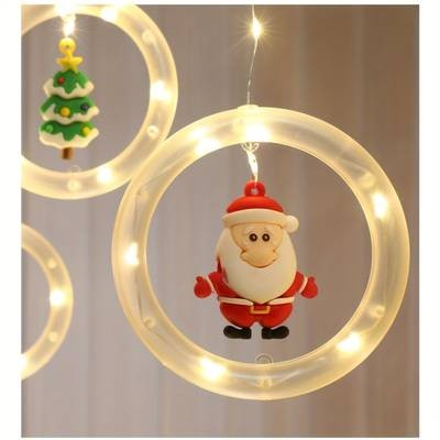 Christmas LED Curtain Lights Set – Festive Santa, Reindeer, Snowman & Tree Designs