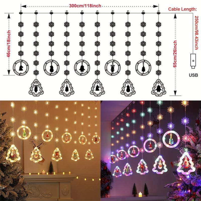 USB-Powered LED Christmas Tree Lights – 8-Mode Dimmable Fairy Lights with Remote