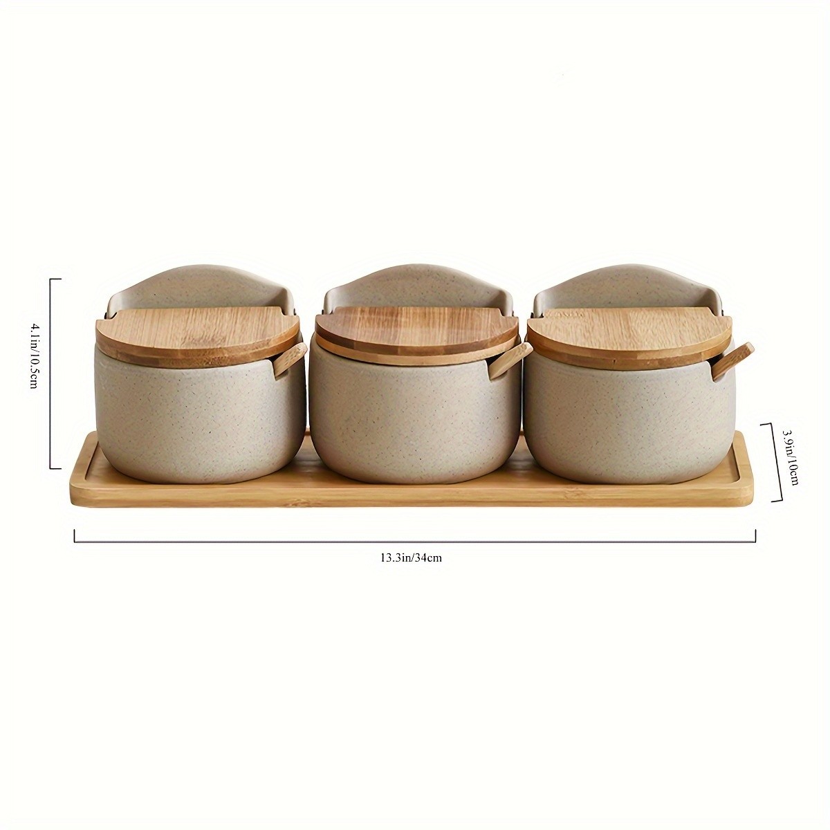 CEEFU Ceramic Seasoning Pot Set with Tray – 2/3pcs Spice Containers with Lids & Spoons for Organized NZ Kitchens