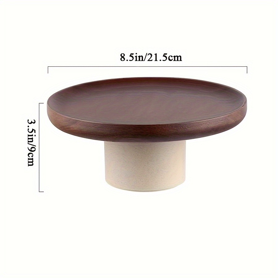 CEEFU Dual-Layer Acacia Wood & Ceramic Snack Tray – Stylish Food-Safe Stand for Cakes, Fruits & Party Serving