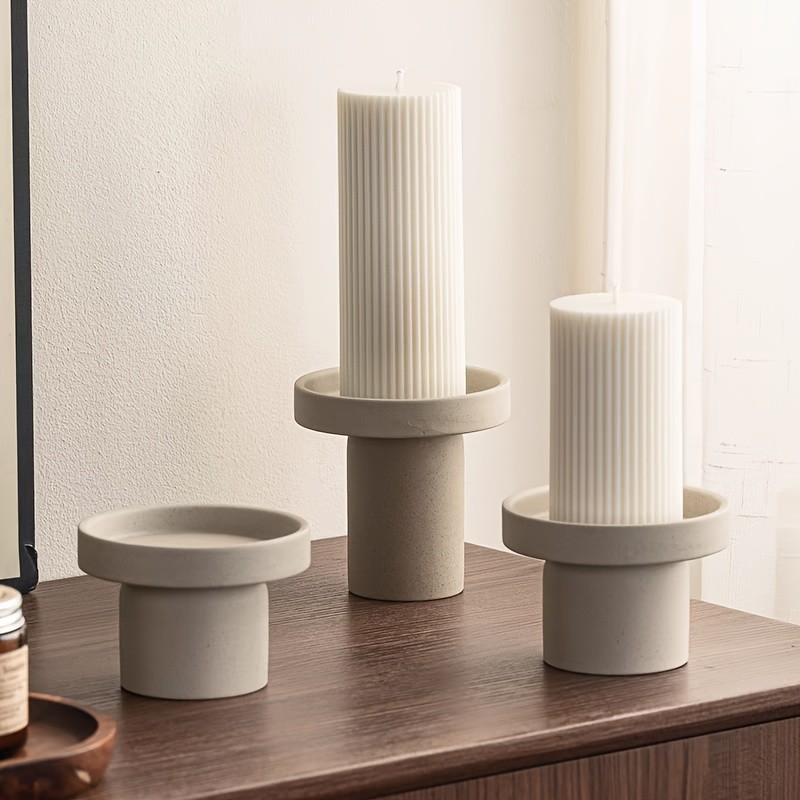 CEEFU Modern 3-Candle Ceramic Holder with Handles – Minimalist Drip-Resistant Stand for Holiday & Everyday NZ Home Decor