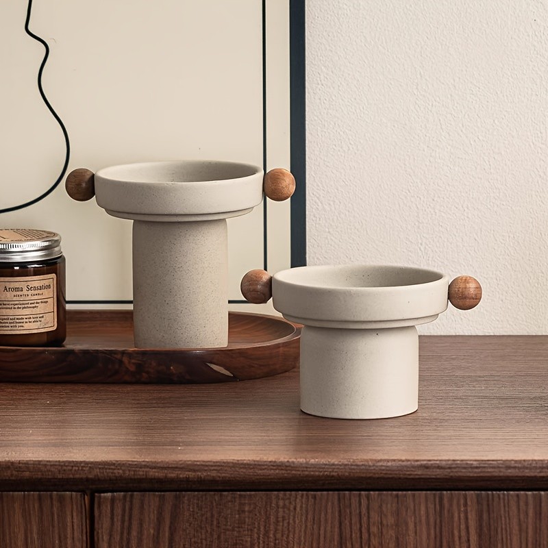 CEEFU Modern 3-Candle Ceramic Holder with Handles – Minimalist Drip-Resistant Stand for Holiday & Everyday NZ Home Decor