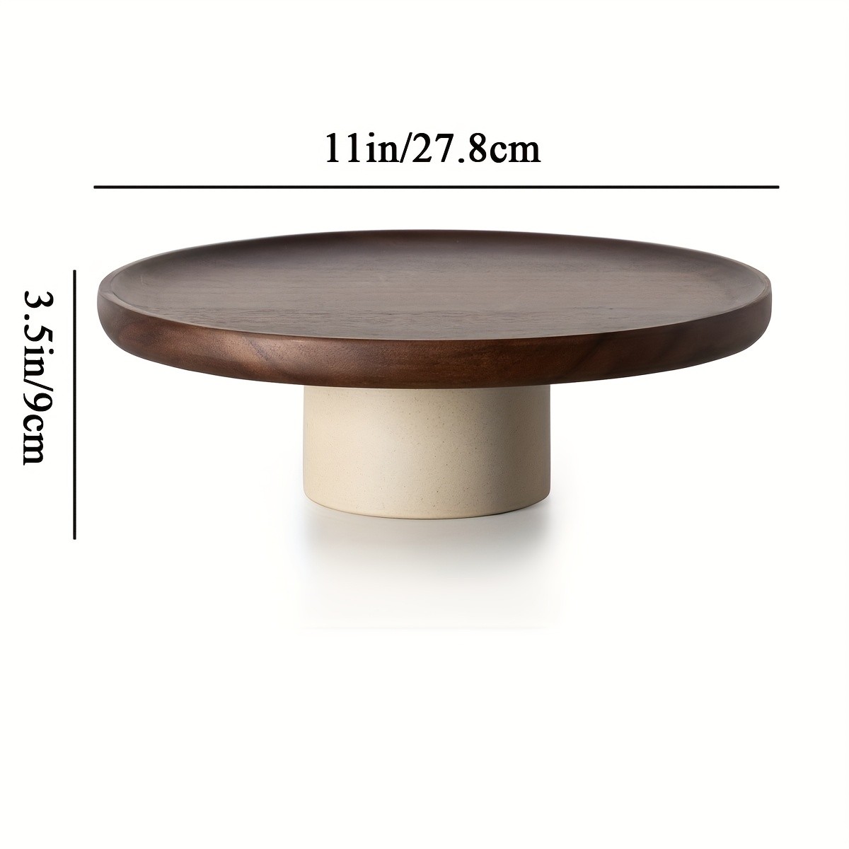 CEEFU Acacia Wood Cake Stand with Pottery Base – Elegant Food-Safe Display for Weddings, Parties & NZ Home Celebrations
