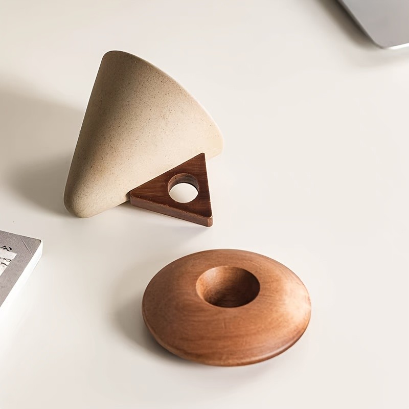 CEEFU Ceramic Coffee & Tea Mug with Wooden Saucer – Elegant Smooth-Finish Cup for Latte, Cappuccino & Holiday Drinks