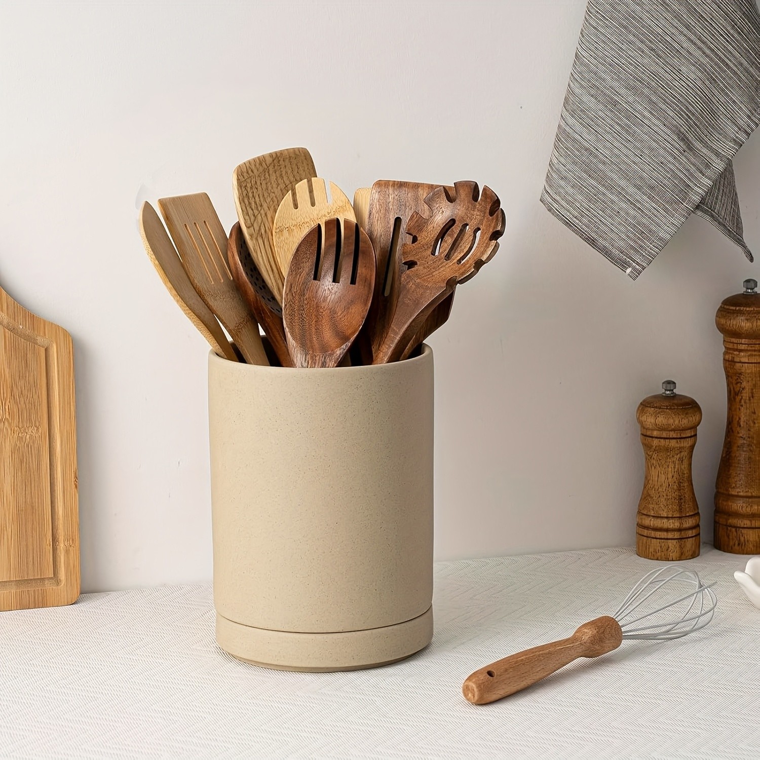 CEEFU Ceramic Kitchen Utensil Holder – Durable Countertop Crock for Spatulas, Spoons, Whisks & Everyday Cooking Tools