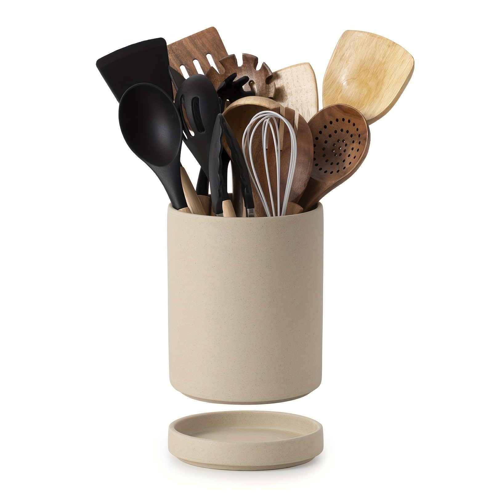 CEEFU Ceramic Kitchen Utensil Holder – Durable Countertop Crock for Spatulas, Spoons, Whisks & Everyday Cooking Tools