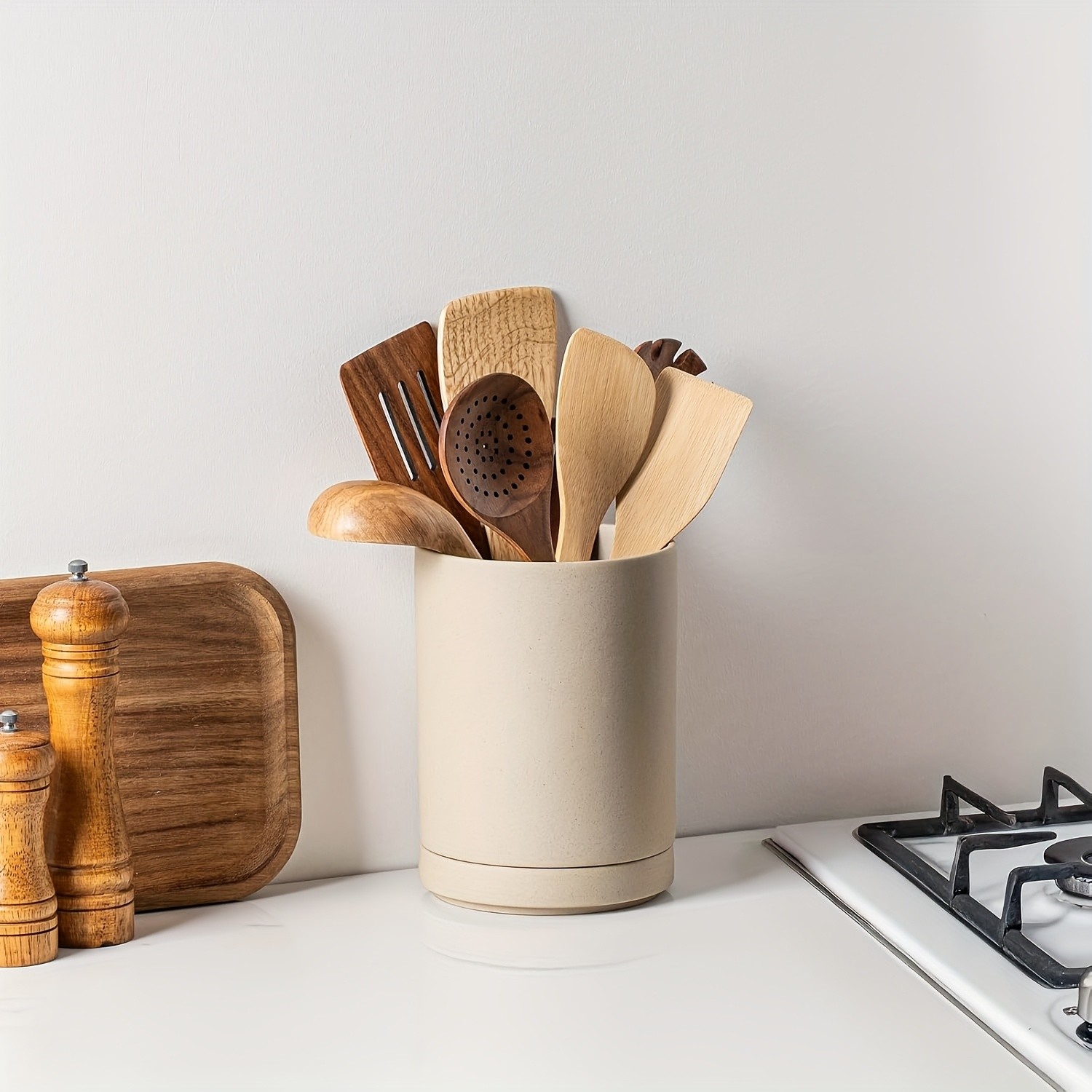 CEEFU Ceramic Kitchen Utensil Holder – Durable Countertop Crock for Spatulas, Spoons, Whisks & Everyday Cooking Tools
